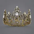 Baroque vintage full circle bridal tiara with clear rhinestones in antique gold finish - Antique Gold Versatile Banquet Style (TS-J2228AG) / Antique Gold