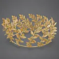 Gold Baroque vintage circular olive leaf crown, elegant bridal hair accessory for weddings - Luxury Banquet Queen Style (TS-J2126) / Gold