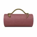 Detailed view of the pink woven PU evening bag with a unique gold snake handle - Woven Wine Red (Gilded Snake)