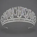 Silver Merry Christmas rhinestone tiara with AB crystals for holiday hair styling - Christmas Letter AB Rhinestone Crown TS-J3428S