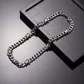 Élégant collier à maillons cubains en fil de fer barbelé argenté punk pour hommes - Collier (X393)