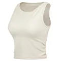 Nahaufnahme des cremefarbenen, schmal geschnittenen Yoga-Tops für Damen-Pilates - S / Creme