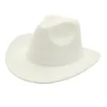 Classic white western cowboy felt hat for outdoor sun protection and stage performance - Beige