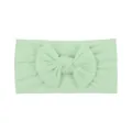 Ultra soft high-elastic baby nylon headband with large mint green bow for infants - Light Green