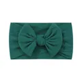 Dark green soft nylon baby headband with a large ribbed bow decoration - Dark Green