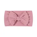 Soft stretchy nylon baby headband with a large dusty pink bow knot style accessory - Dark Pink