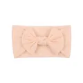 Soft apricot nylon elastic headband with large bow detail for babies and toddlers - Apricot