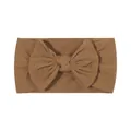 Ultra-soft high elastic nylon baby headband featuring a large bow in caramel brown - Caramel color