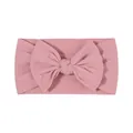 Soft elastic pink nylon bow headband for babies, comfortable high-stretch hair band. - Pink