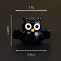 Miniature black resin owl figurine for Halloween garden decor, 2.4cm size and 7.3g - Christmas Series / Owl / Solid Color