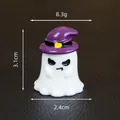 Halloween miniature resin ghost with purple witch hat ornament for decor, 3.1cm tall - Christmas Series / Ghost with Drooping Hat / Solid Color