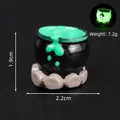 Miniature glow-in-the-dark Halloween witch cauldron resin figurine for micro landscape - Christmas Series / Luminous Green Potion Cauldron