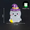 Cute glowing Halloween ghost figurine with purple witch hat and yellow broom ornament - Christmas Series / Luminous Sweeping Ghost