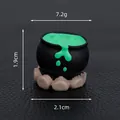 Miniature Halloween resin cauldron figurine with green potion, 2.1cm wide and 1.9cm high. - Christmas Series / Green Potion Cauldron / Solid Color