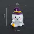 Miniature Halloween ghost resin figurine with purple witch hat and broom, 3.1cm height - Christmas Series / Sweeping Ghost / Solid Color