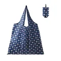 Portable foldable navy blue shopping bag featuring white and pink heart print pattern - 16kg / 38*58cm / Blue Heart (XC-56)