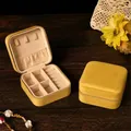 Boîte à bijoux portable en velours jaune avec fermeture éclair et compartiments - Velours Jaune (Sans Miroir)