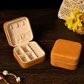 Organisateur de bijoux de voyage en velours beige portable avec fermeture éclair sûre - Velours Orange (Sans Miroir)