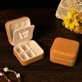 Boîte à bijoux élégante en velours avec miroir intégré et fermeture éclair robuste - Velours Orange (Avec Miroir)