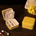 Boîte à bijoux portable en velours jaune avec miroir et fermeture éclair - Velours Jaune (Avec Miroir)