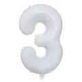 Premium 40 inch milky white foil balloon in number 3 shape for birthday decoration - Number 3