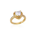 Elegante anello regolabile placcato oro con zircone lucido a forma di cuore per donna. - Stile Cuore Micro Pavé Zirconia (G124433)