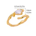 Elegante anello aperto dorato con zircone a goccia e trama irregolare stile lava - Stile Zirconia Goccia d'Acqua Texture Lava (G125122)