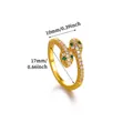 Anello a serpente regolabile in oro con micro-pavé di zirconi e occhi verdi - Stile Serpente a Due Teste Micro Pavé Strass (G61010213)