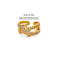 Anello aperto dorato con micro-pavé di zirconi e dettaglio a catena elegante - Stile Aperto Doppia Persona Catena Micro Pavé (G126443)