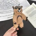 Creatieve handgemaakte bruine bever sleutelhanger van wolvilt met textuur - Marmot/Beaver Shape
