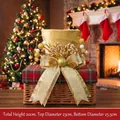 Retractable gold velvet Christmas top hat tree topper with large decorative bow - Gold Tree Topper Hat / Gold