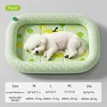 Cooling ice silk dog bed with pear pattern and detailed size chart dimensions - Pear Ice Silk Mat / L