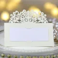 Elegante segnaposto per matrimonio in pizzo tagliato al laser con inserto bianco - Avorio