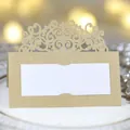 Ornate laser-cut kraft paper wedding place card with elegant lace pattern for table settings - Kraft Paper