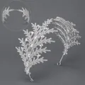 Luxury silver bridal headband with heavy rhinestone crystal leaf pattern for weddings - Silver (TS-J3387S)