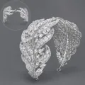 Luxurious rhinestone feather tiara bridal headband for wedding and banquet accessories 2024 - Silver (TS-J3388S)