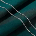 Elegante collar de cadena cruzada de plata de ley S925 para mujer, largo ajustable - Cadena de Cable 45+5cm / Oro blanco