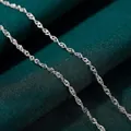 Élégant collier en argent sterling S925 avec chaîne à vagues et longueur 40+5cm - Chaîne à Vagues d'Eau 40+5cm / Or Blanc