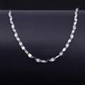 Collar de cadena con patrón de estrella de plata esterlina S925, largo de 40+5cm - Cadena Tallada Arroz 40+5cm / Oro blanco