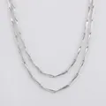 Elegante collar de plata esterlina S925 para mujer, cadena fina minimalista, plata - Cadena de Semillas de Melón 40+5cm / Oro blanco