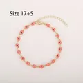 Vue détaillée du bracelet œil de protection plaqué or avec chaîne réglable de 17+5 cm - Or Orange