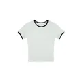 Camiseta blanca minimalista con ribetes negros en contraste y corte ajustado de cuello redondo. - S / Blanco