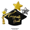 Decorative gold and black graduation cap shaped foil balloon for party celebration - Star of Tomorrow