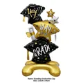 Large black and gold graduation cap foil balloon stand for ceremony party decoration - Standing Graduation Hat