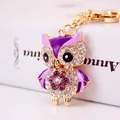 Llavero de búho con pedrería morada y cadena de metal dorado para bolsos de mujer. - Estilo de Búho Púrpura (297)