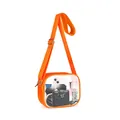 Vue détaillée d'un sac bandoulière transparent en PVC orange montrant sa capacité interne - Bandoulière amovible / Rouge Orangé