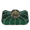 Elegante borsa da sera con strass verde smeraldo e chiusura chic a forma di fiore - Verde
