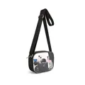 Sac bandoulière moderne en PVC noir transparent avec bandoulière textile réglable - Bandoulière amovible / Noir