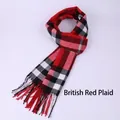 Classic red and black plaid men's winter scarf with fringe tassels - British Large Red Plaid