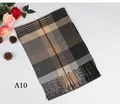Classic British style plaid men's warm winter scarf in brown and beige, variant A10 - Grey Yellow Fine Stripes (A10)